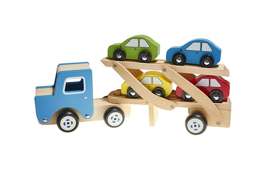 Camión con coches madera