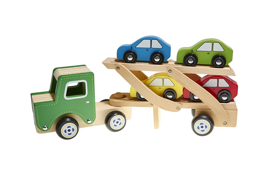 Camión con coches madera