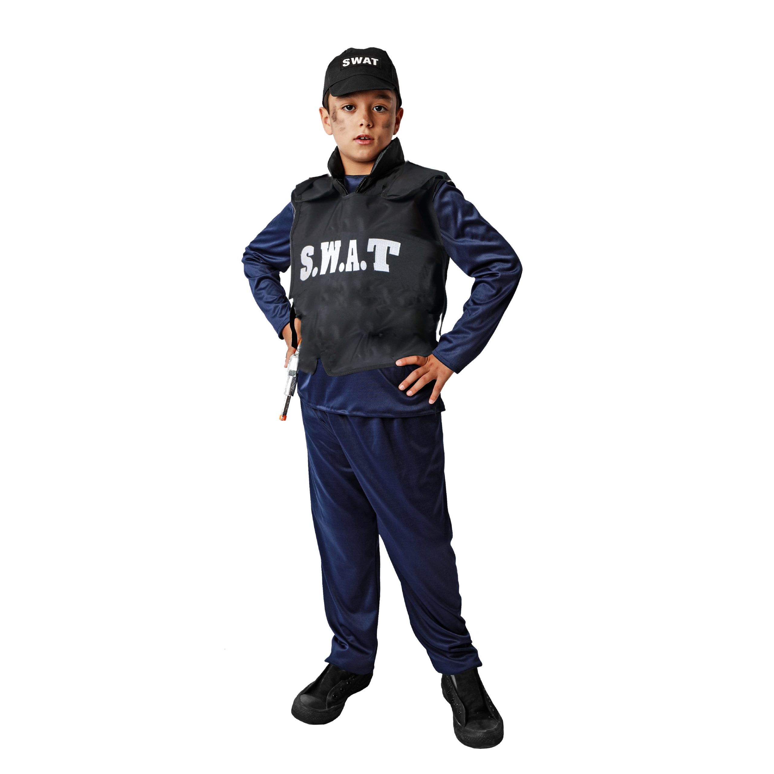 WELLCHY Chaleco SWAT Adulto, Disfraz de Chaleco SWAT Policía